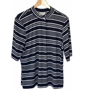 Full Circle Trends Black Striped Mock Blouse 2X